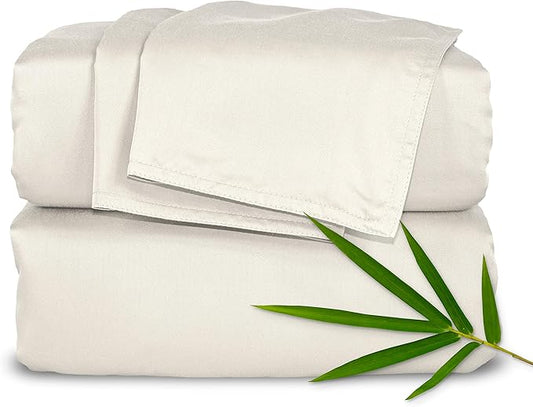 King Sheets by Pure Bamboo, Genuine 100% Organic Viscose Derived from Bamboo Bed Sheet Set, Luxuriously Soft & Cooling, Double Stitching, Lifetime Quality Promise (King, Ivory)