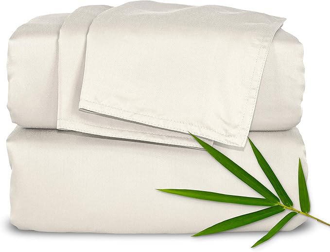 Twin XL Sheets by Pure Bamboo, Genuine 100% Organic Viscose Derived from Bamboo Bed Sheet Set, Luxuriously Soft & Cooling, Double Stitching, Lifetime Quality Promise (Twin XL, Ivory)