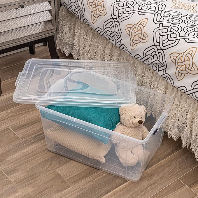 Superio Storage Containers With Wheels (3 Pack), Stackable Large Storage Containers With Lids, Durable Latches (44 Quart)