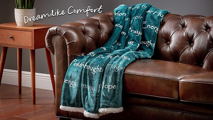 Chanasya Premium Sympathy Warm Hugs Gift Throw Blanket - Healing Gift Cancer Chemo Survivor Get Well Caring Gifts - Comfort Blanket for Love Support Strength - Women Men Friend Grandpa - Teal Green