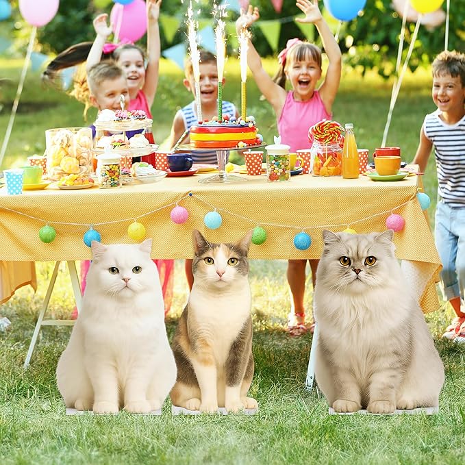 Cat - Persian White Life Size Standee - 2FT Freestanding Coroplast Cutouts | Pets Animal Standup Photo Booths, Birthday & Halloween Decorations