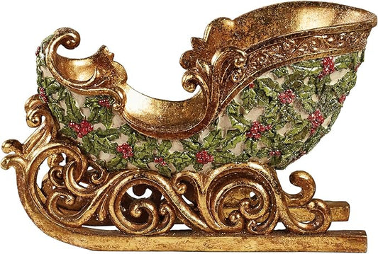 Touch of Class Winterberry Sleigh Tabletop Accent Red Christmas Table Sculpture | Holiday Decorations for Your Santa Claus Themed Mantel