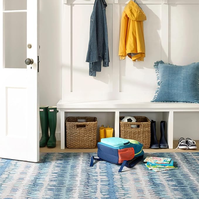 Dash and Albert Paint Chip Machine Washable Area Rug - 2' x 3' Blue - Geometric Accent Rug - Anti-Slip Backing, Lightweight, Machine Washable, High Traffic Areas Kitchen, Mudroom, Laundry Room