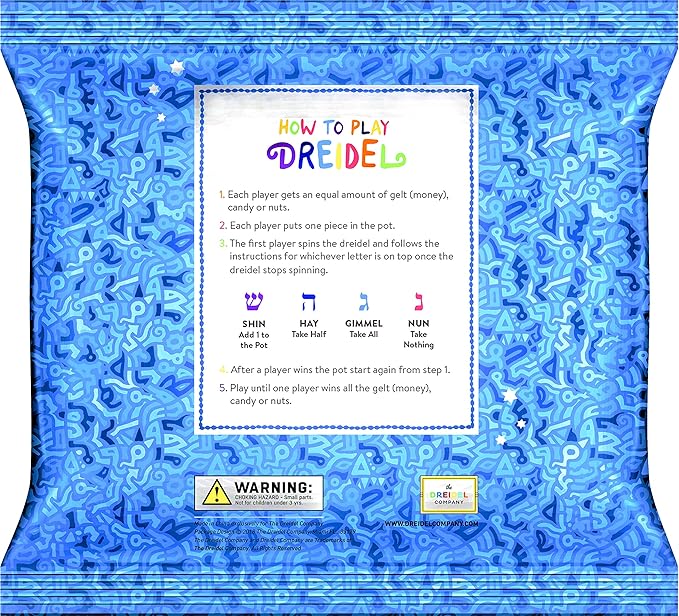 The Dreidel Company Hanukkah 10 Extra Large Hand Painted 3" Inch Wooden Dreidels - Includes Game Instruction Cards- (10-Pack XL)