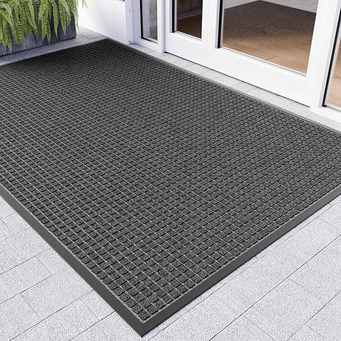 Front Door Mat Outside Entrance, 4' x 2' Heavy Duty Indoor Outdoor Door Mats for Entryway, All Season Weather Outdoor Doormat, Natural Rubber Non Slip Welcome Mats for Front Door
