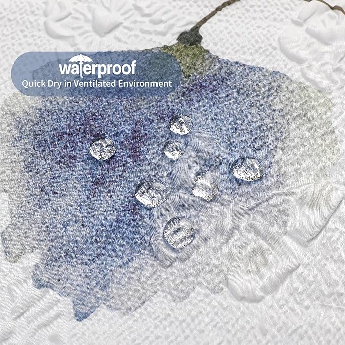 QIYI Watercolor Wildflowers Shower Curtain, Minimalist Floral Cloth Bath Curtain, 3D Embossed Butterflies Botanical Plants Flower Bathroom Decor, Waterproof Fabric Shower Curtain Set with Hooks, 72x72