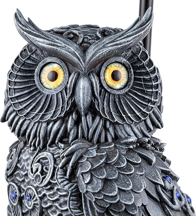 24.5" Wise Owl Table Lamp with Fabric Shade – Rustic Woodland Bedside & Nightstand Light, Farmhouse Animal Home Decor Accent, Nature Inspired Living Room Bedroom End Table Lighting