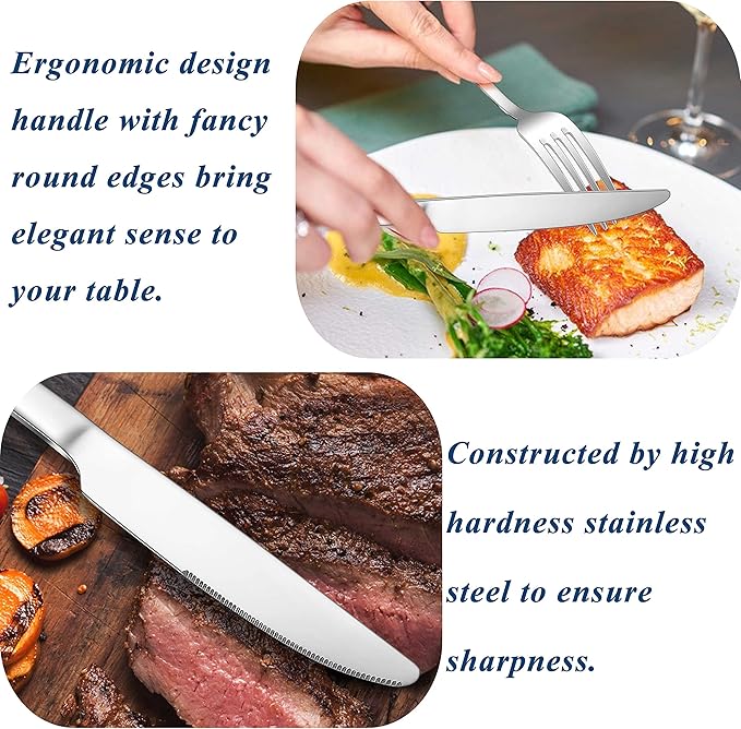 Herogo 18/10 Stainless Steel Silverware Set, 30-Piece Fancy Flatware Cutlery Set for 6, Modern Tableware Eating Utensils for Home Restaurant Wedding, Mirror Polished, Dishwasher Safe