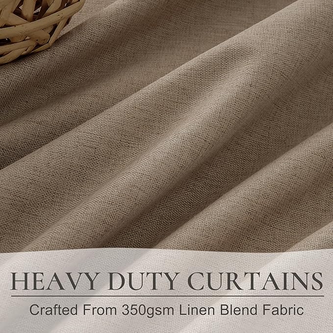 90 Inch Blackout Curtains for Living Room Thermal Noise Reduction Sliding Door Total Two Burg Country Style Linen Window Curtains & Drapes for Track System Pinch Pleat,Chocolate RustBrown Set of 2