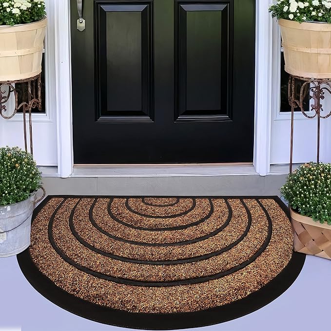 ubdyo Durable Welcome Doormat - Low Pile Front Door Mat Outside Entrance - Muddy Dirt Trapping Welcome Matt Outdoor - Rubber Backing Anti Slip Indoor Doormat Entrance 32'' x 20'', Brown