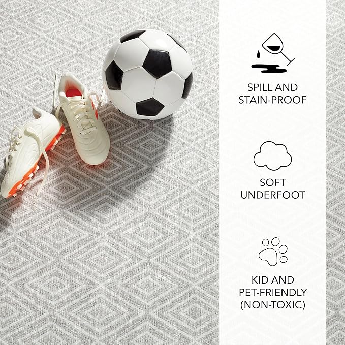 Dash and Albert Diamond Machine Washable Area Rug - Runner - 2.5' x 8' Platinum/White - Diamond Accent Rug - Anti-Slip Backing, Lightweight, Machine Washable, High Traffic Areas Kitchen, Laundry Room