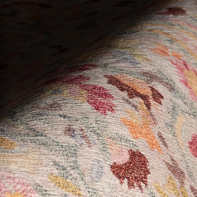 Dash & Albert INES Multi Machine Washable Rug, 5 X 8 Feet, Multicolored/Yellow Floral Pattern