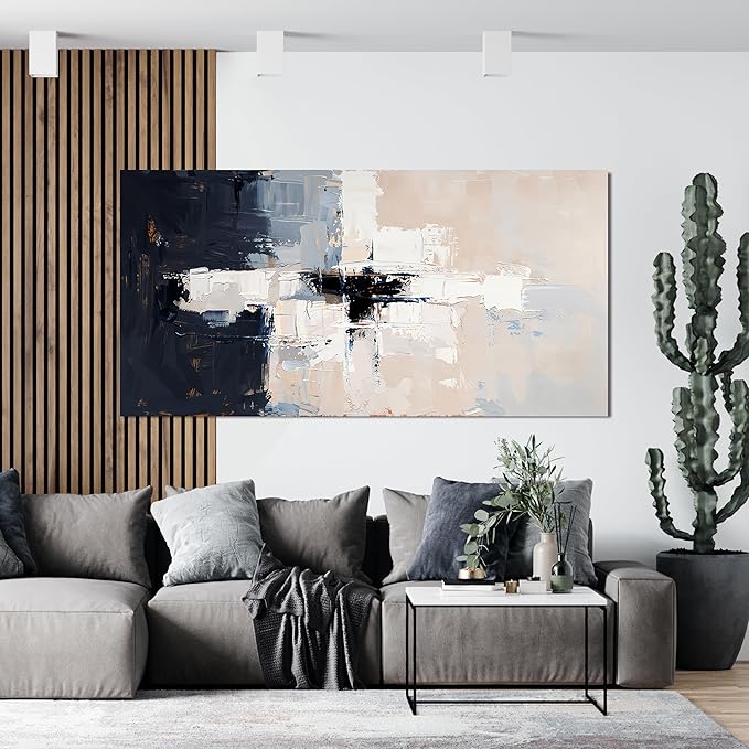Abstract Wall Art Decor Oversized Wall Art Pictures for Living Room Black and White Wall Art Decor Abstract Canvas Art Wall Decor Modern Large White Wall Art Prints Bedroom Office Decor 29" X 58"