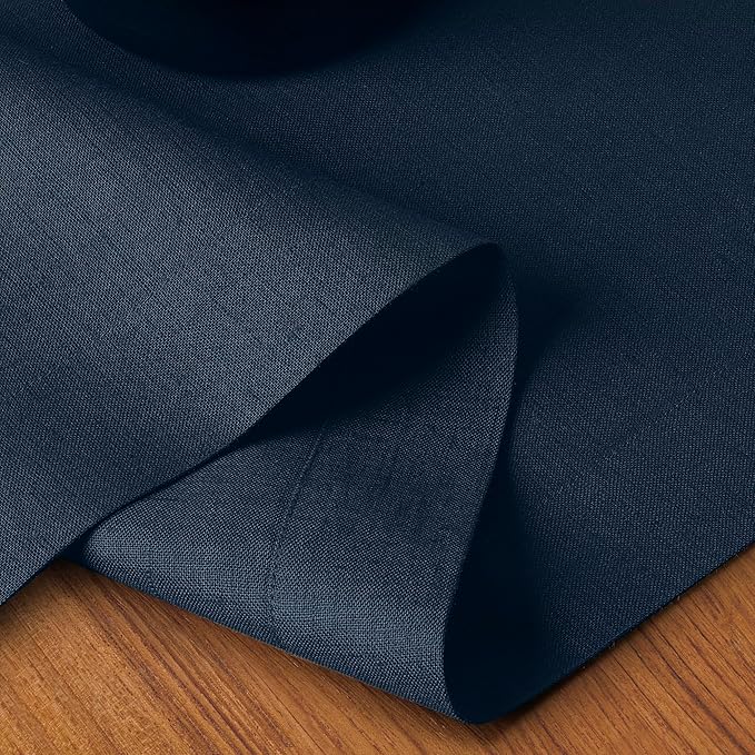 D'Moksha Homes Linen Navy Blue Table Runner 84 Inches Long - 100% Pure Linen 14 x 84 Inch Table Runner for Dining, Fall, Autumn and Halloween - Machine Washable