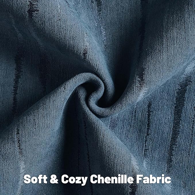 FUTEI Navy Blue Chenille Decorative Throw Pillow Covers 12x20 Inch Set of 2,Soft Embossed Striped Textured Lumbar Pillow Cases,Modern Home Decor for Couch Bed Living Room