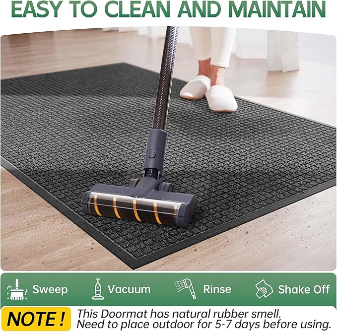 Front Door Mat Outside Entrance, 6' x 4' Heavy Duty Indoor Outdoor Door Mats for Entryway, All Season Weather Outdoor Doormat, Natural Rubber Non Slip Welcome Mats for Front Door
