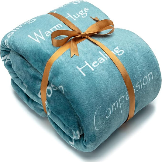 Chanasya Healing Warm Hugs Gift Throw Blanket - Sympathy Cancer Chemo Survivor Get Well Caring Gifts - Comfort Gift Blanket for Love Support Strength - Women Men Friend Grandpa - Turquoise
