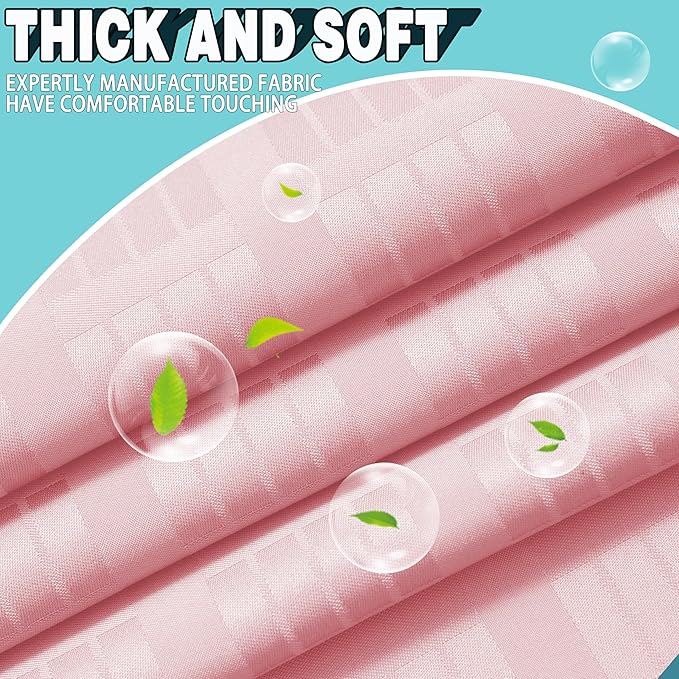 Extra Long No Hook Shower Curtain with Snap in Liner Set, Hotel Luxury Pink Shower Curtains for Bathroom with See Through Top Window, Waterproof, Washable 71W x 84H