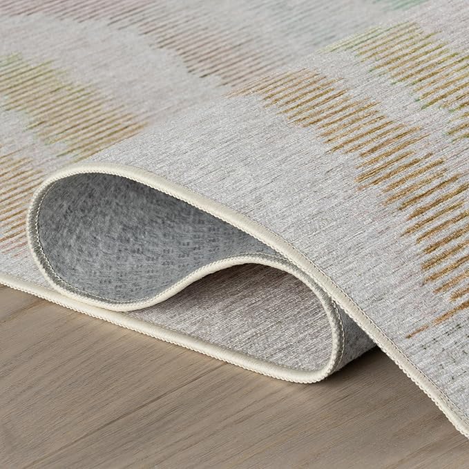 Dash & Albert Zarek Multi Machine Washable Rug, 8.5 X 11.5 Feet, Multicolored/White Chevron Pattern