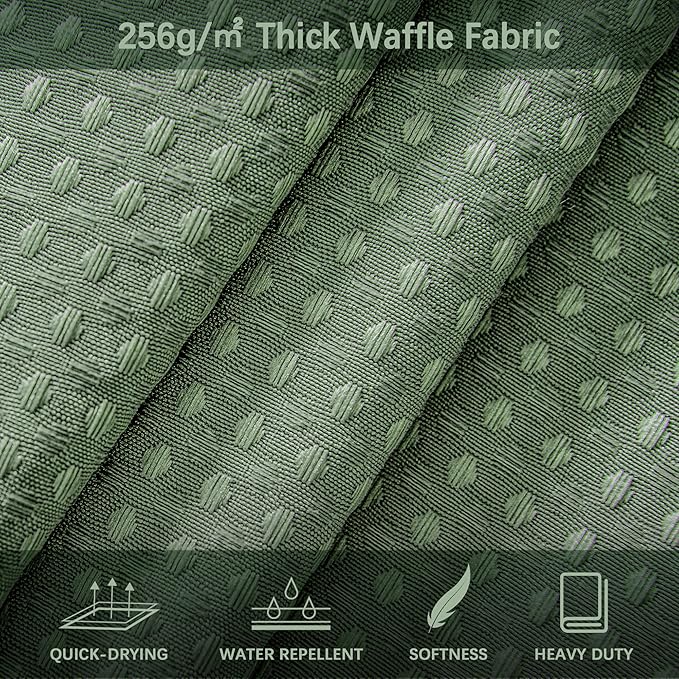 Waterproof Fabric Shower Curtain Extra Long Waffle Weave Heavy Duty Bathroom Shower Curtain Set, 256GSM Weighted Thick Shower Curtain with 12 Rust-Resistant Hooks,72Wx84H Sage Green