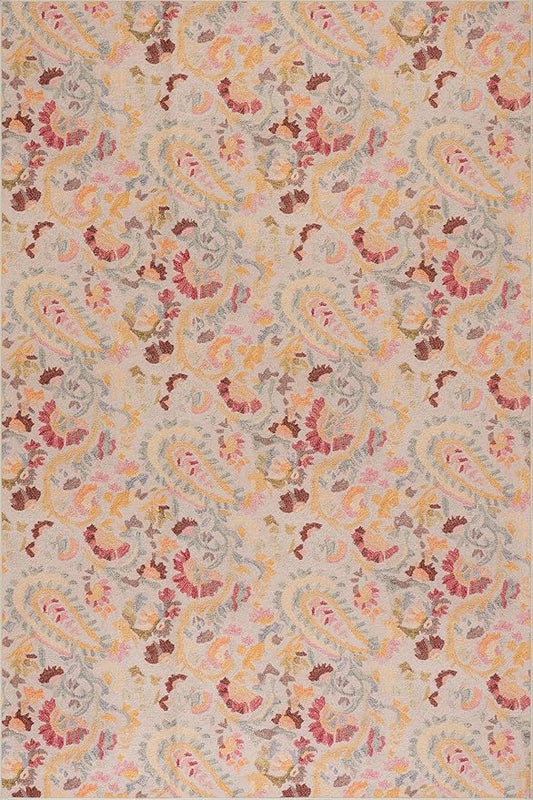 Dash & Albert INES Multi Machine Washable Rug, 5 X 8 Feet, Multicolored/Yellow Floral Pattern