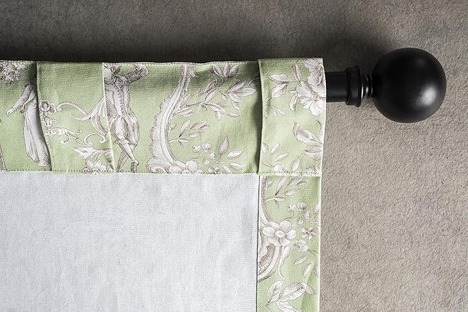 Maison d' Hermine Curtains for Living Room 100% Cotton 124 inch Length Two Panels Light Filtering Toile Curtains for Bedroom Windows with Rod and Loop Pockets Drapes (Joli Jouy Green, 50" W x 124" L)