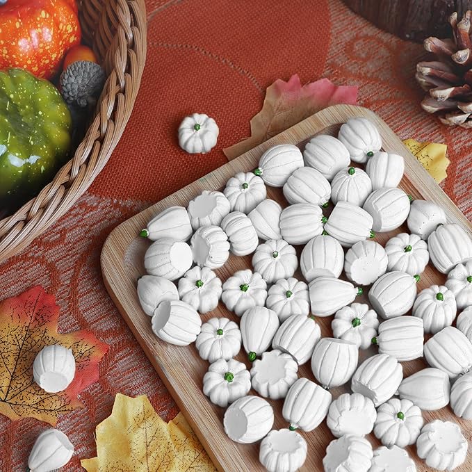 winemana Mini Pumpkins Fall Decorations- 80 Pack Small Fake Pumpkins for Decorating, Thanksgiving Table Centerpieces, Autumn Harvest Home Office Decor, DIY Crafts, Vase Bowls Basket & Fillers (White)