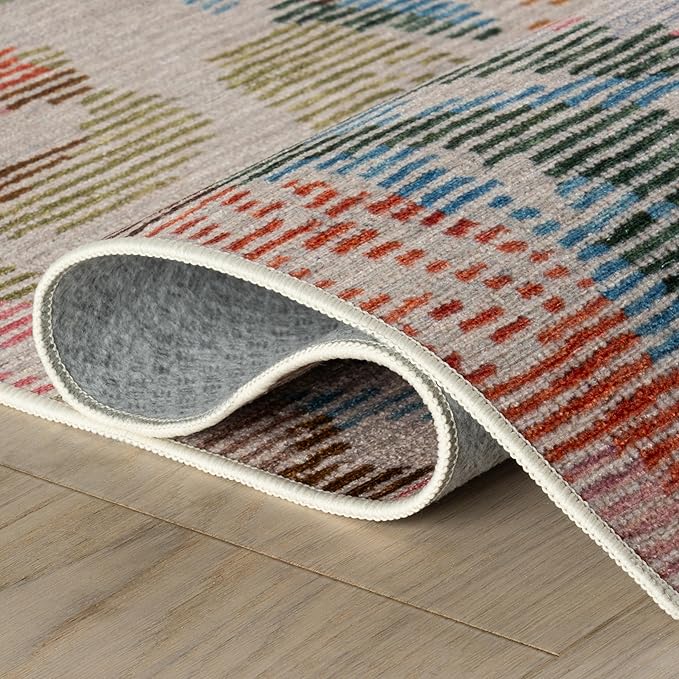 Dash & Albert Bloom Multi Machine Washable Rug, 9.5 X 13.5 Feet, Blue/Ivory Floral Pattern