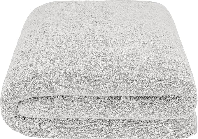 American Soft Linen Oversized Bath Sheet 40x80 Extra Large for Bathroom, 600 GSM 100% Cotton Turkish Jumbo Bathsheet Towels for Adults, Silver Gray Bath Sheet