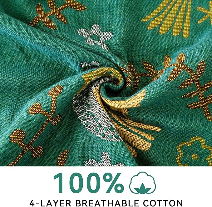 Boho Throw Blanket 90"x90", Soft Cozy 100% Cotton Blanket for Bed, Fall Blankets with Floral Bird Farmhouse Decor Breathable Lightweight Queen Size All Season