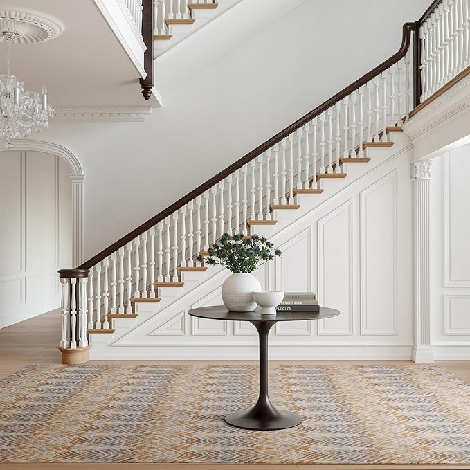 Dash & Albert Seneca Natural Machine Washable Rug, 9.5 X 13.5 Feet, Tan Geometric Pattern