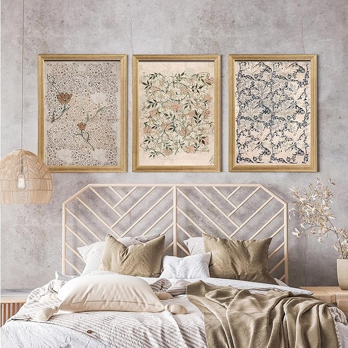 arfitest Vintage Plant Frame Wall Art Prints Set of 3 Antique Sketch Wall Art Decor Neutral Flowers Canvas Wall Art Flower Pictures Farmhouse Paintings Vintage Flower Artwork for Room Bedroom 16x24 Inch