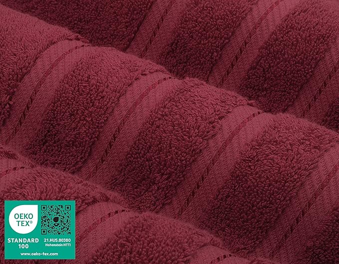 American Soft Linen Luxury 4 Piece Bath Towel Set, 600 GSM 100% Cotton Turkish Bath Towels for Bathroom 27x54 in Extra Large Bathroom Shower Towels, Bordeaux Red