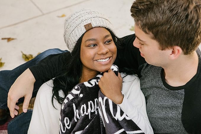 Chanasya Premium I Love You Gift Throw Blanket - for Love Support Thinking of You Message Birthday Blanket - for Couple Best Friend Women Girlfriend Boyfriend Bestie Sister- Dark Gray