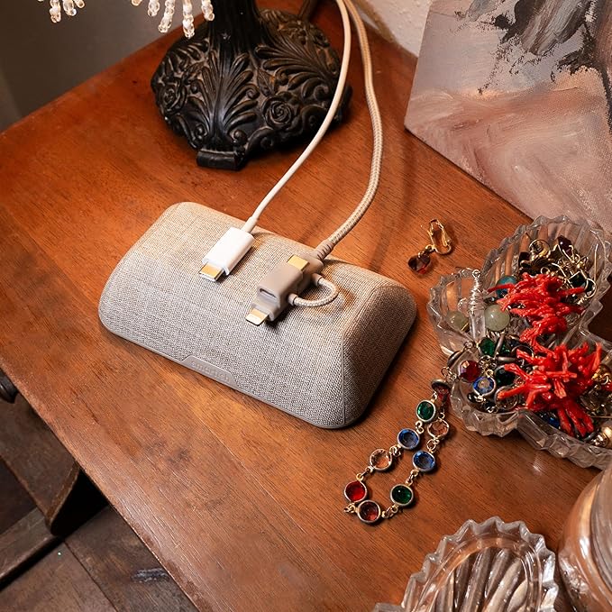 Smartish® Magnetic Cord Holder - Bigger Cable Wrangler Organizer with Magnet Clips for Charger Management on Desktop, Nightstand, or Side Table - Holds 6+ Cables - No. 2 Pencil Gray