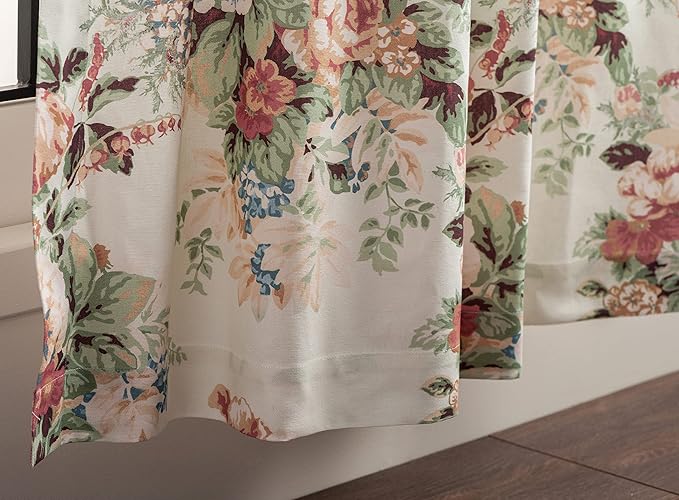 Maison d' Hermine Curtains for Living Room 100% Cotton 124 inch Length Two Panels Light Filtering Curtains for Bedroom Windows with Rod and Loop Pockets Drapes (Abbeville, 50" W x 124" L)