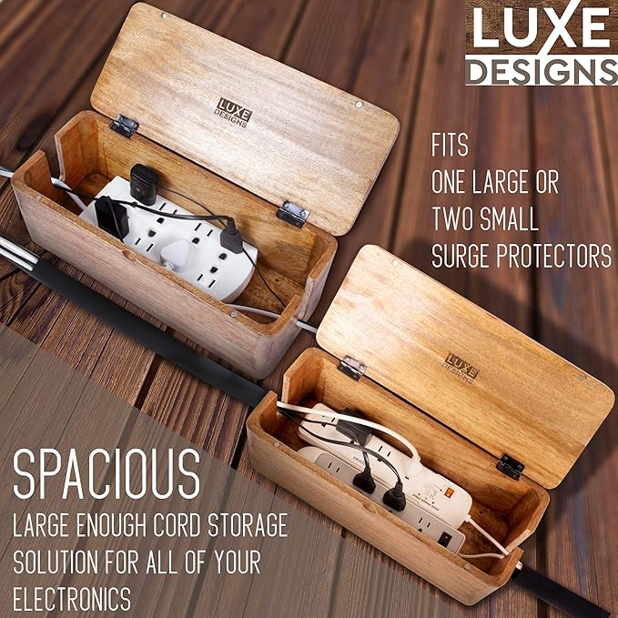 Large Cable Management Box - Cable Organizer Box and Power Strip Box for Electrical Cord Management - Hide Desk Cord and Floor Cables - Wire Storage and Organization for Cords