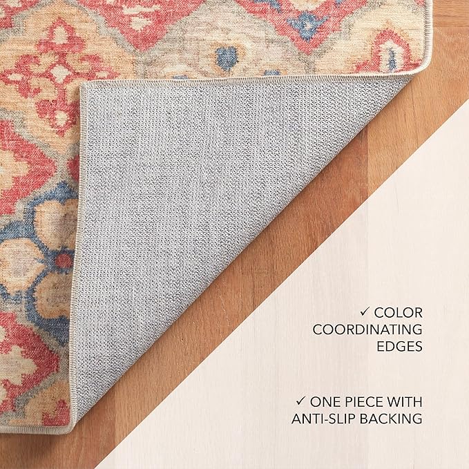 Dash and Albert Pali Machine Washable Area Rug - 2' x 3' Multicolor - Geometric Accent Rug - Anti-Slip Backing, Lightweight, Machine Washable, High Traffic Areas Kitchen, Mudroom, Laundry Room