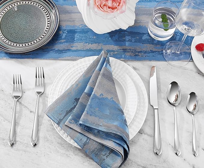 KEAWELL Premium Astra Flatware Set, 20-Piece Service for 4 Mirror-Finished 18/10 Stainless Steel Silverware, Modern Cutlery Dishwasher Safe for Meals and Gatherings (20, Silver)