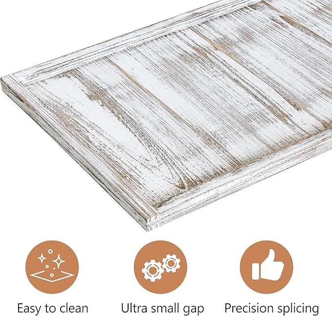 40"x20" Extra Large Long Rectangle Ottoman Table Tray - Rustic Wooden Serving Tray for Farmhouse Decorative Oversized Coffee Table Trays Living Room Kitchen Counter Breakfast White