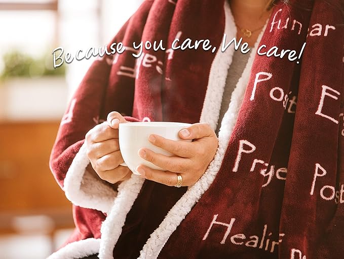 Chanasya Premium Sympathy Warm Hugs Gift Throw Blanket - Healing Gift Cancer Chemo Survivor Get Well Caring Gifts - Comfort Red Gift Blanket for Love Support Strength - Women Men Friend - Maroon