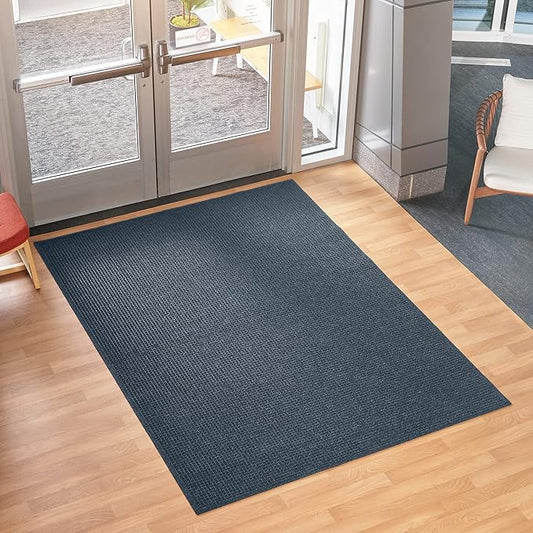 Consolidated Plastics Aquasorb Classic Indoor/Outdoor Entrance Floor Mat with Non-Slip Rubber Backing, Fabric Border, Stain Resistant and Quick Drying Commercial Grade (35" x 116", Navy)