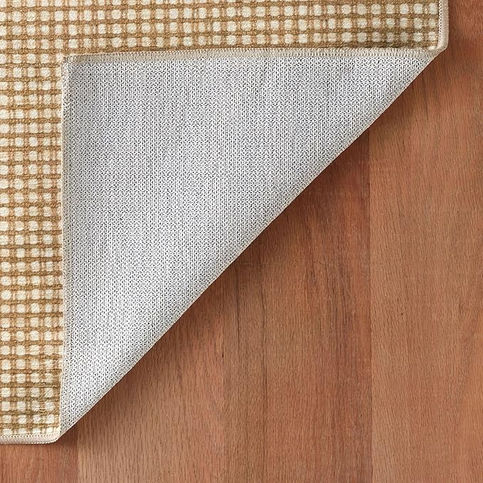 Dash & Albert Hartley Natural Machine Washable Rug, 6 X 9 Feet, Natural Plaid Pattern