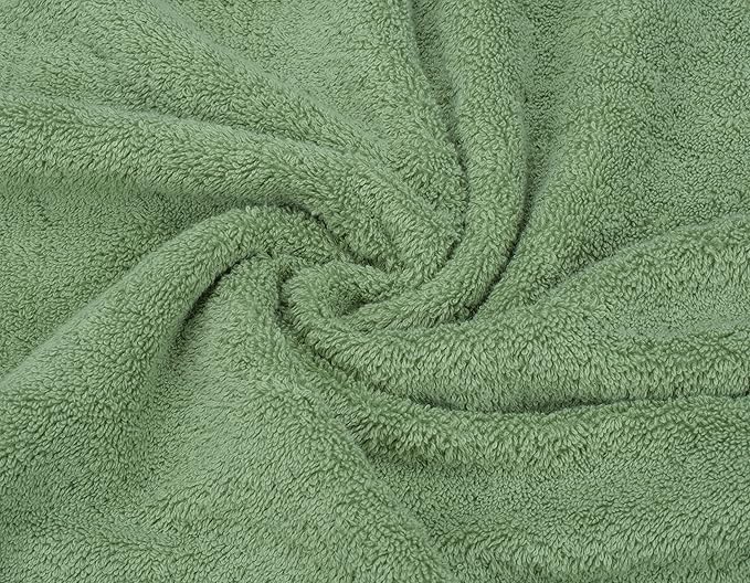 American Soft Linen Luxury 6 Piece Towel Set, 2 Bath Towels 2 Hand Towel 2 Washcloths, 600 GSM 100% Cotton Turkish Towels for Bathroom, Sage Green Towel Sets