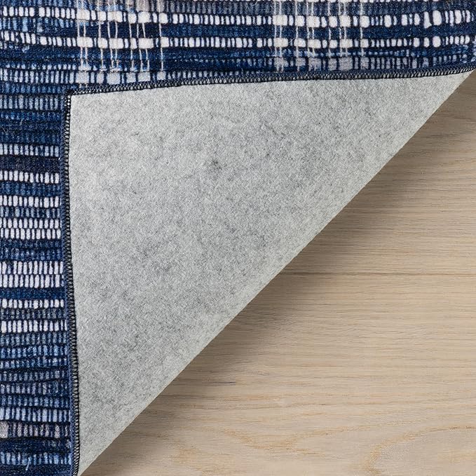 Dash & Albert Denim Plaid Blue Machine Washable Rug, 2 X 3 Feet, Blue/White Plaid Pattern