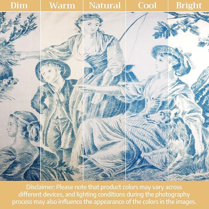 Maison d' Hermine Curtains for Living Room 100% Cotton 84 inch Length One Panel Light Filtering Toile Curtains for Bedroom Windows with Rod and Loop Pockets Drapes (The Miller Denim, 50" W x 84" L)