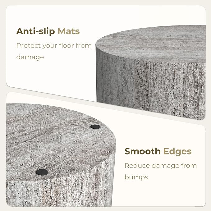 Nesting Coffee Table Set of 2, Round Dark Gray Nesting Table Modern Circle Coffee Tables Side End Tables for Small Spaces Living Room, Bedroom, Balcony, Office