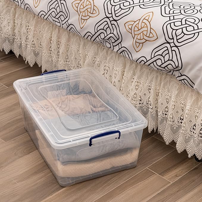 Superio Storage Containers With Wheels (3 Pack), Stackable Large Storage Containers With Lids, Durable Latches (60 Quart)