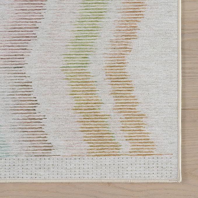 Dash & Albert Zarek Multi Machine Washable Rug, 8.5 X 11.5 Feet, Multicolored/White Chevron Pattern