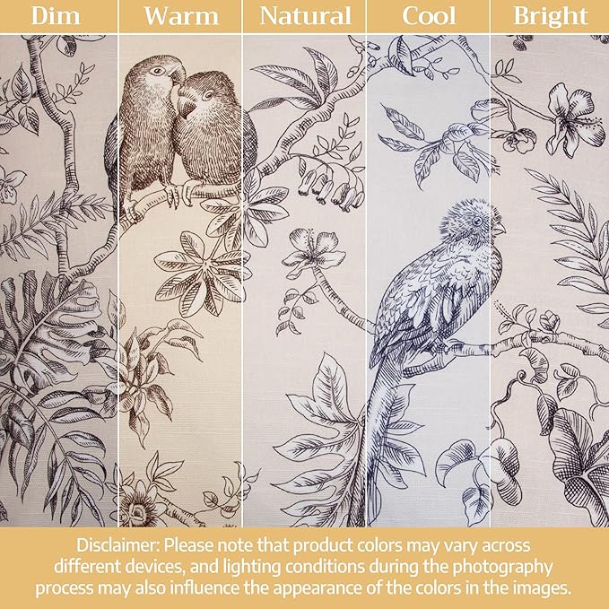 Maison d' Hermine Curtains for Living Room 100% Cotton 96 inch Length One Panel Light Filtering Toile Curtains for Bedroom Windows with Rod and Loop Pockets Drapes (Jouy Paradise Grey, 50" W x 96" L)